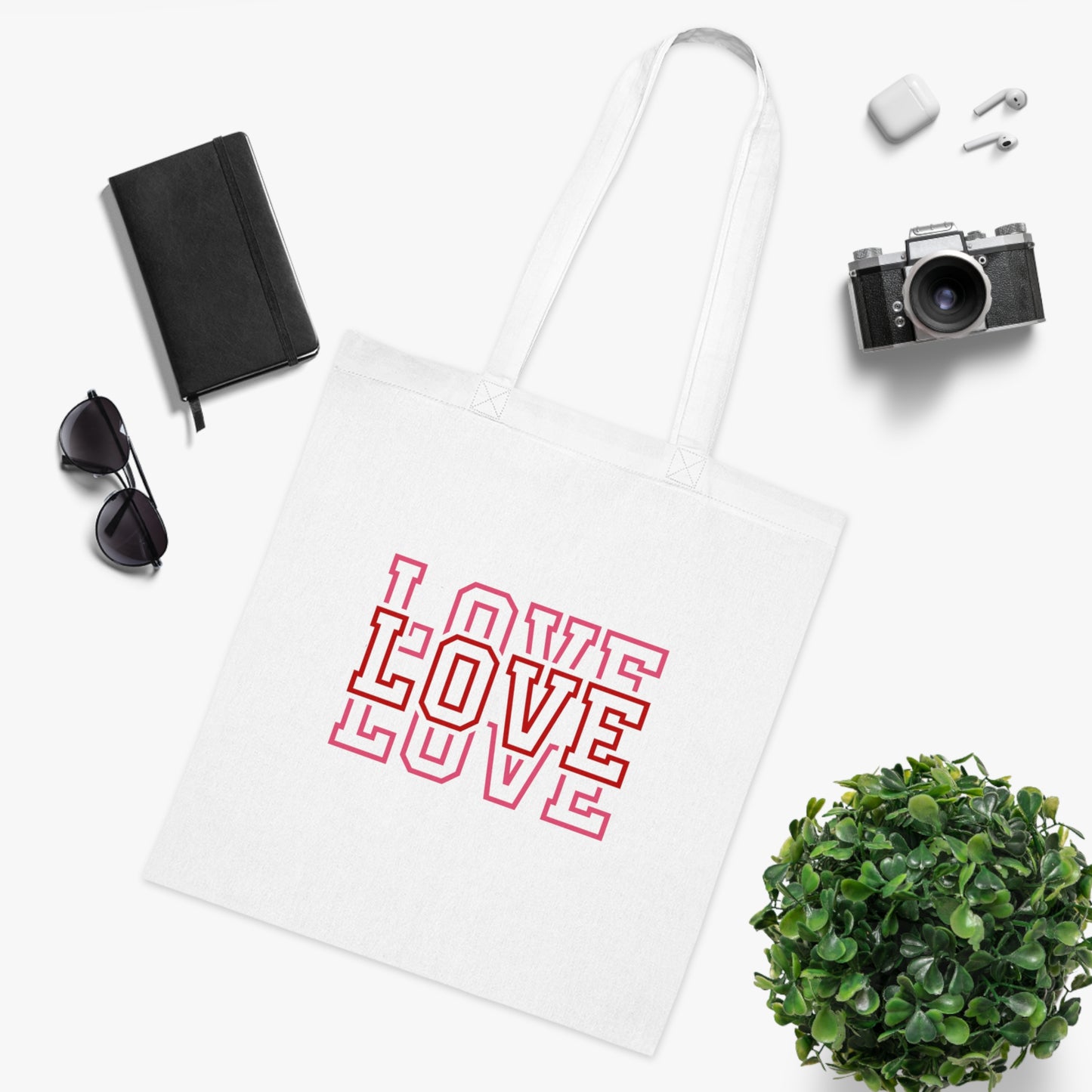 Love Stacked Cotton Tote