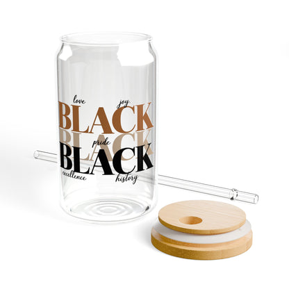 Black Is Beautiful 16oz Sipper Glass with Bamboo Lid