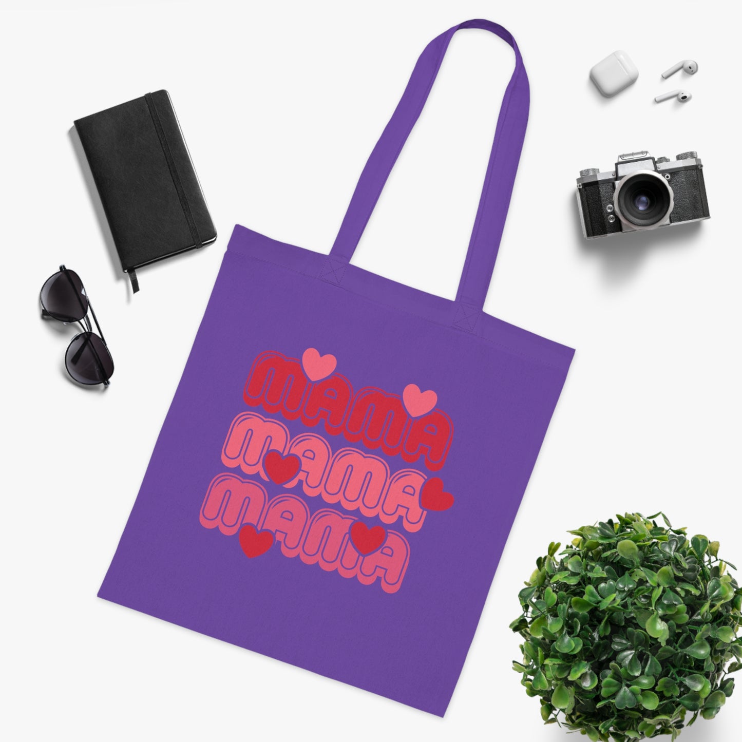 Mama Retro Hearts Cotton Tote