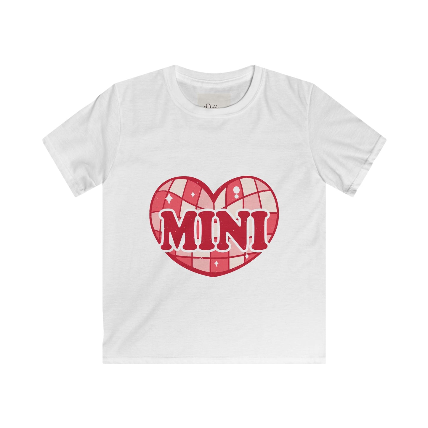 Mini Kids Tee Retro — Red Plaid Heart