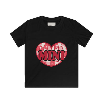 Mini Kids Tee Retro — Red Plaid Heart