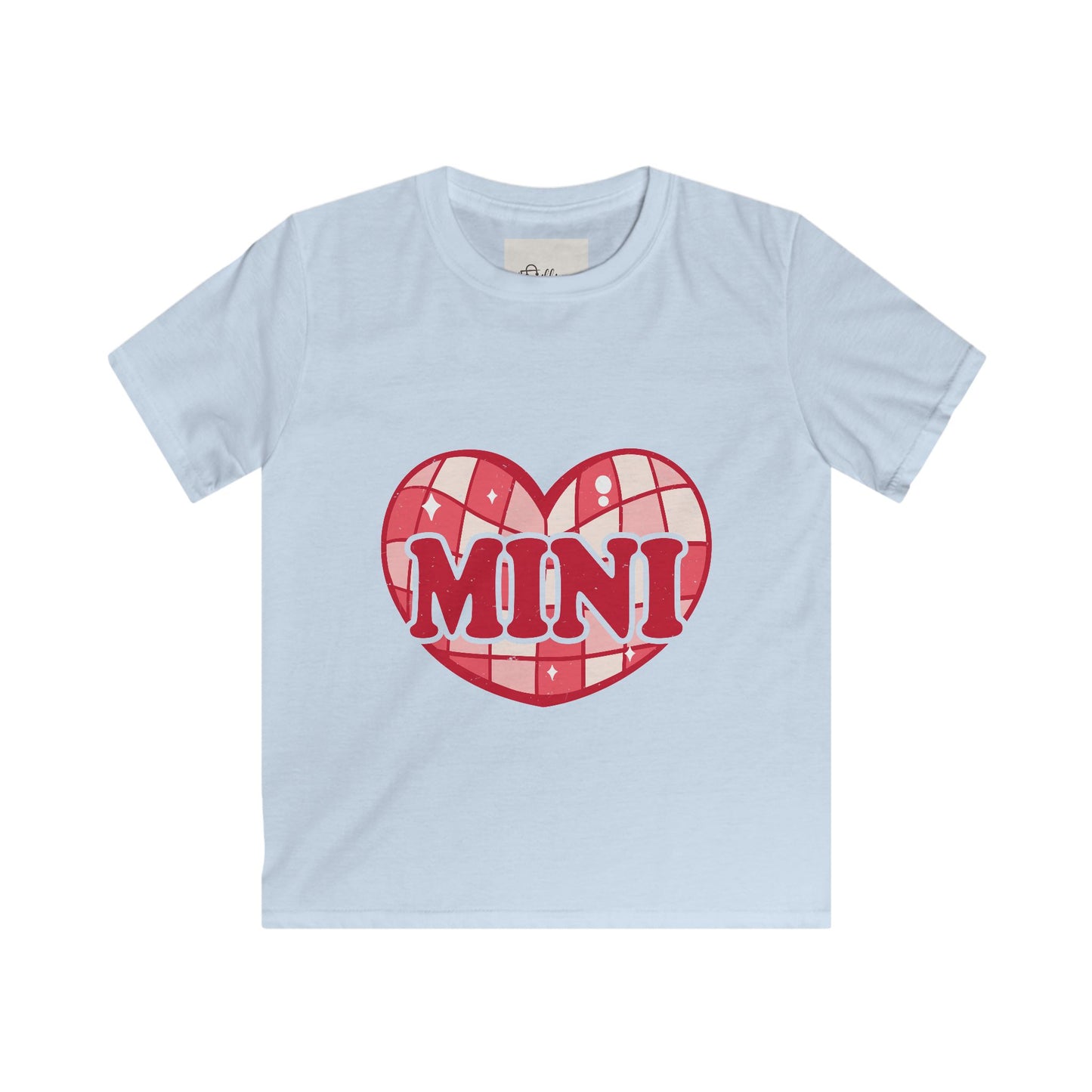 Mini Kids Tee Retro — Red Plaid Heart