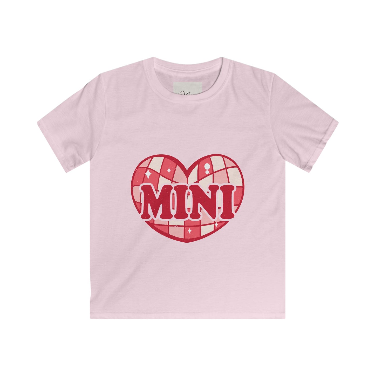 Mini Kids Tee Retro — Red Plaid Heart