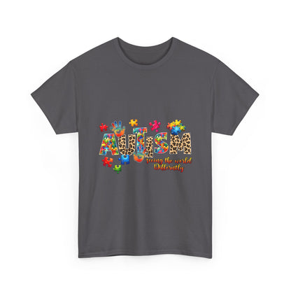 Autism Awareness T-Shirt — 'Autism: Sparking the World with Creativity' Puzzle Design