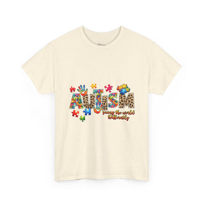 Autism Awareness T-Shirt — 'Autism: Sparking the World with Creativity' Puzzle Design