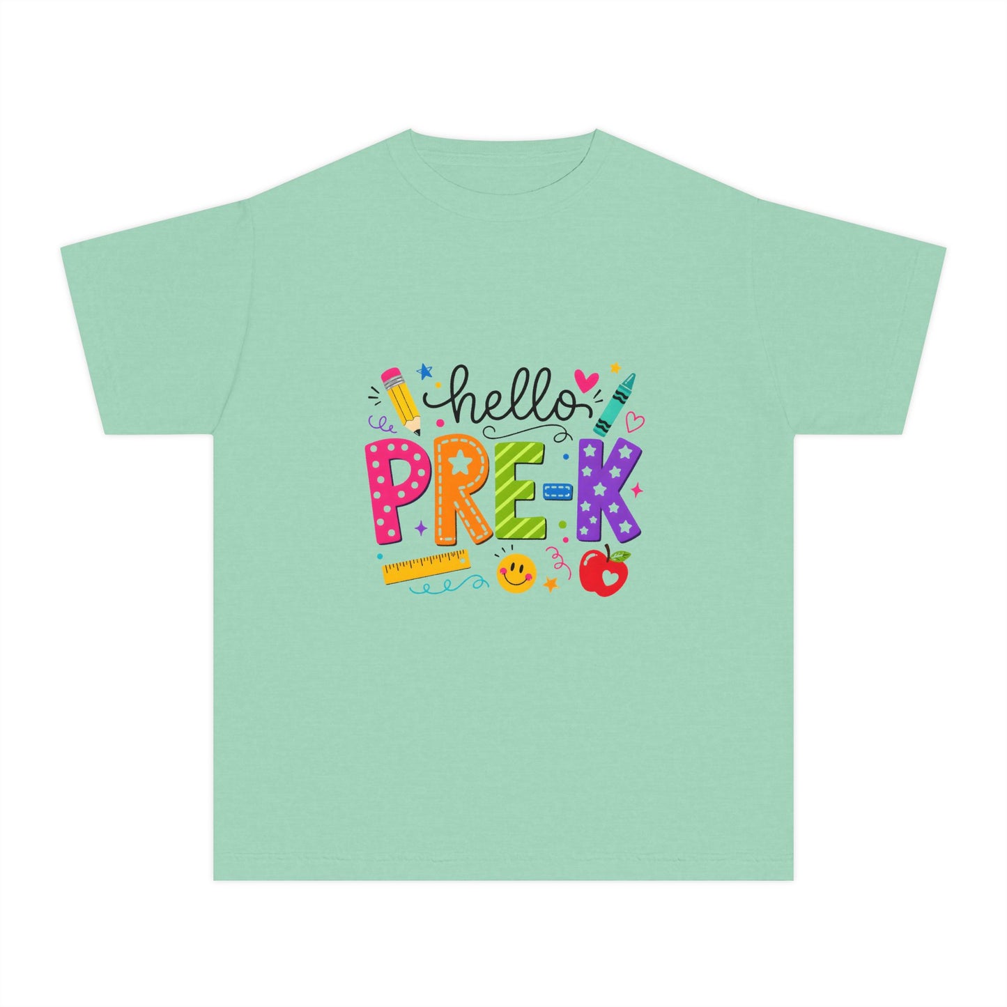 Hello Pre-K Kids Tee — Colorful Back-to-School Preschool Shirt