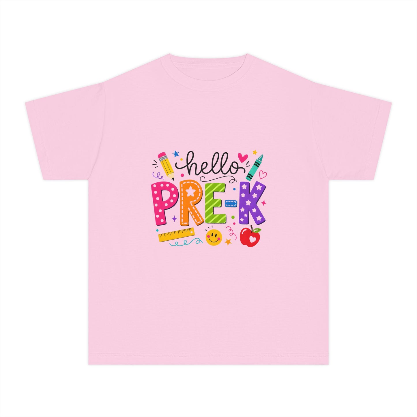 Hello Pre-K Kids Tee — Colorful Back-to-School Preschool Shirt