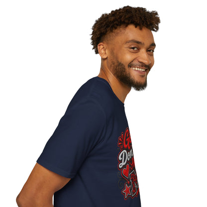 T-Shirt — "God Don’t Play About Me" Bold Script Christian Graphic Tee