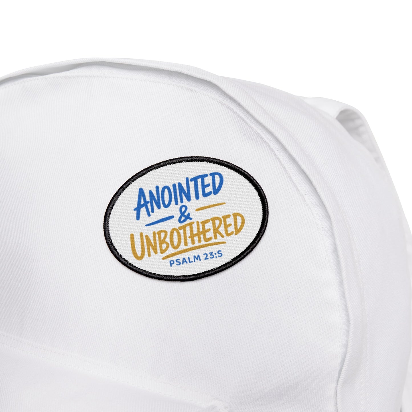 Anointed & Unbothered Iron-On Patch — Psalm 23:5 Faith Patch