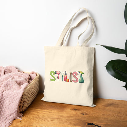 Stylist Tools Canvas Tote Bag — Cute Hairdresser Cosmetic Icons