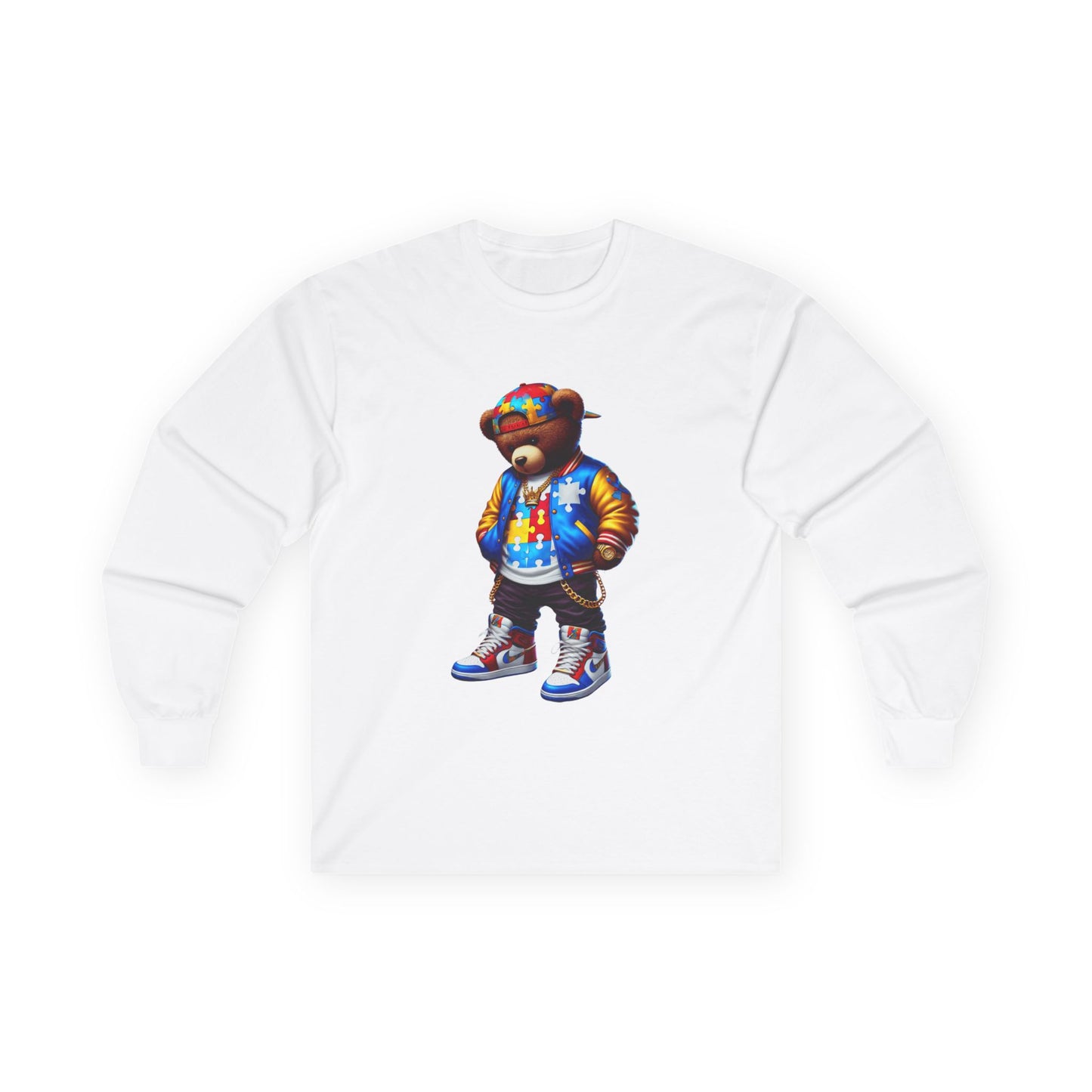 Streetwear Bear Graphic Long Sleeve Tee