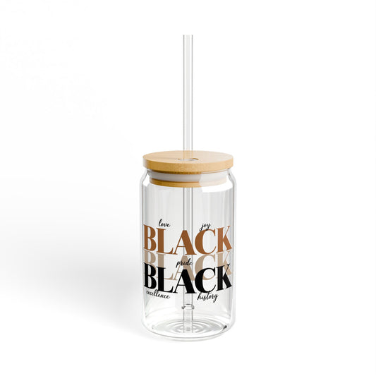 Black Is Beautiful 16oz Sipper Glass with Bamboo Lid