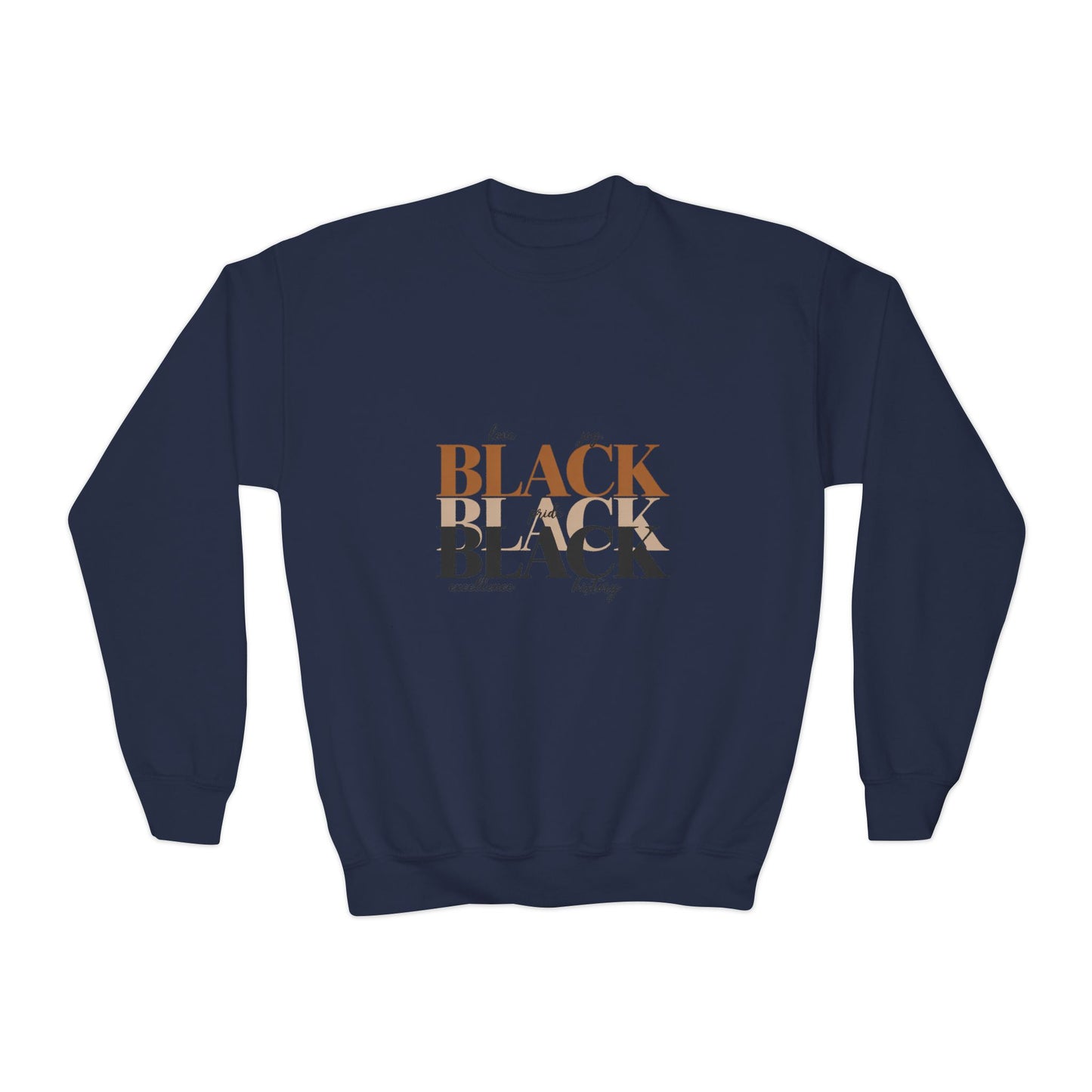 Youth Crewneck Sweatshirt – "Black Is Beautiful" Retro Typography Kids Pullover