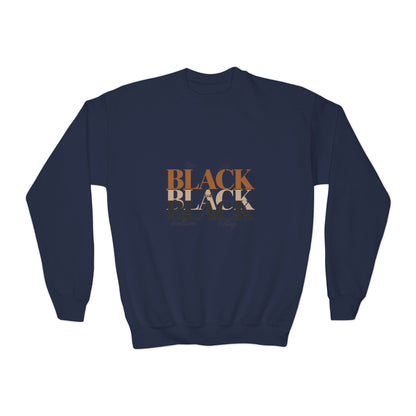Youth Crewneck Sweatshirt – "Black Is Beautiful" Retro Typography Kids Pullover