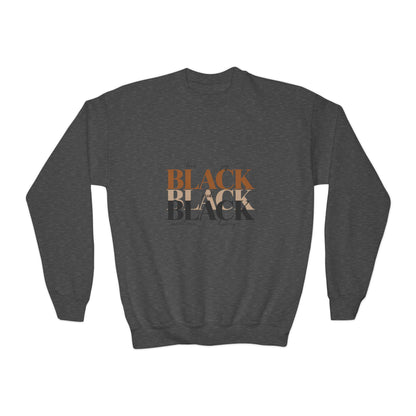 Youth Crewneck Sweatshirt – "Black Is Beautiful" Retro Typography Kids Pullover