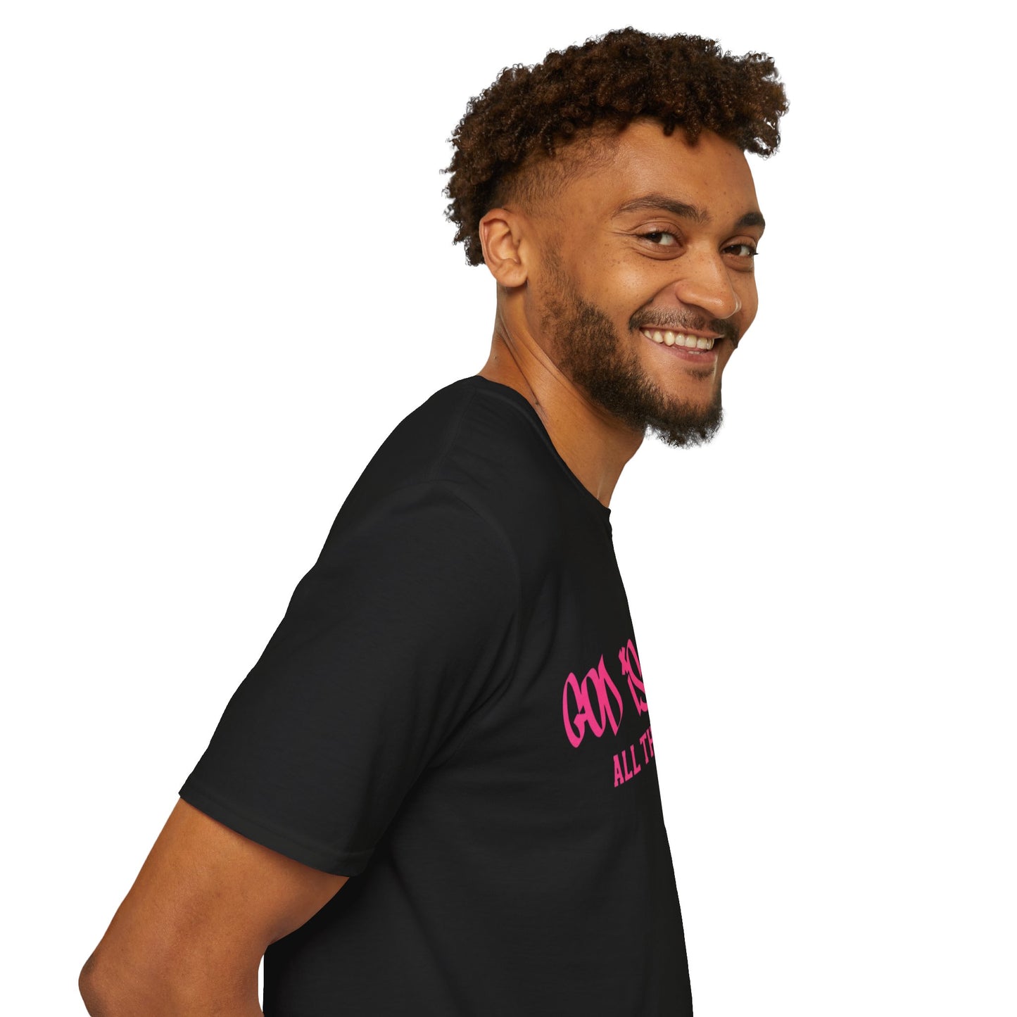 God Is Good All The Time T-Shirt — Faith-Based Christian Tee (Pink Script)