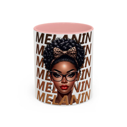 Melanin Queen Accent Coffee Mug — Black Woman Illustration