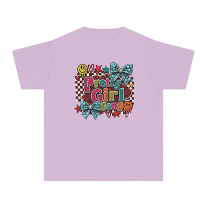 Pretty Girl Gang Youth Tee – Glitter Bows & Retro Stars Graphic