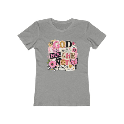 Christian Graphic Tee — "God is Within Her, She Will Not Fail" Women's Shirt