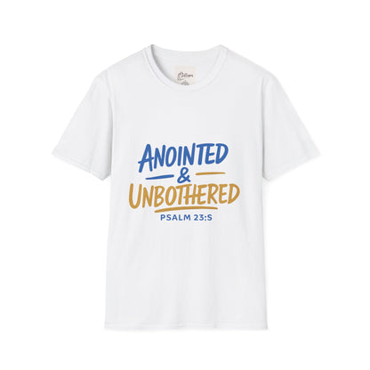 Unisex Softstyle T-Shirt - 'Anointed & Unbothered' Psalm 23:5 | Comfortable Christian Tee