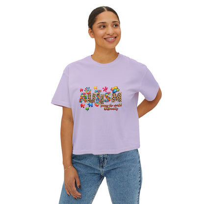 Autism Awareness Women's Boxy Tee — 'Autism: Accept the World Differently
