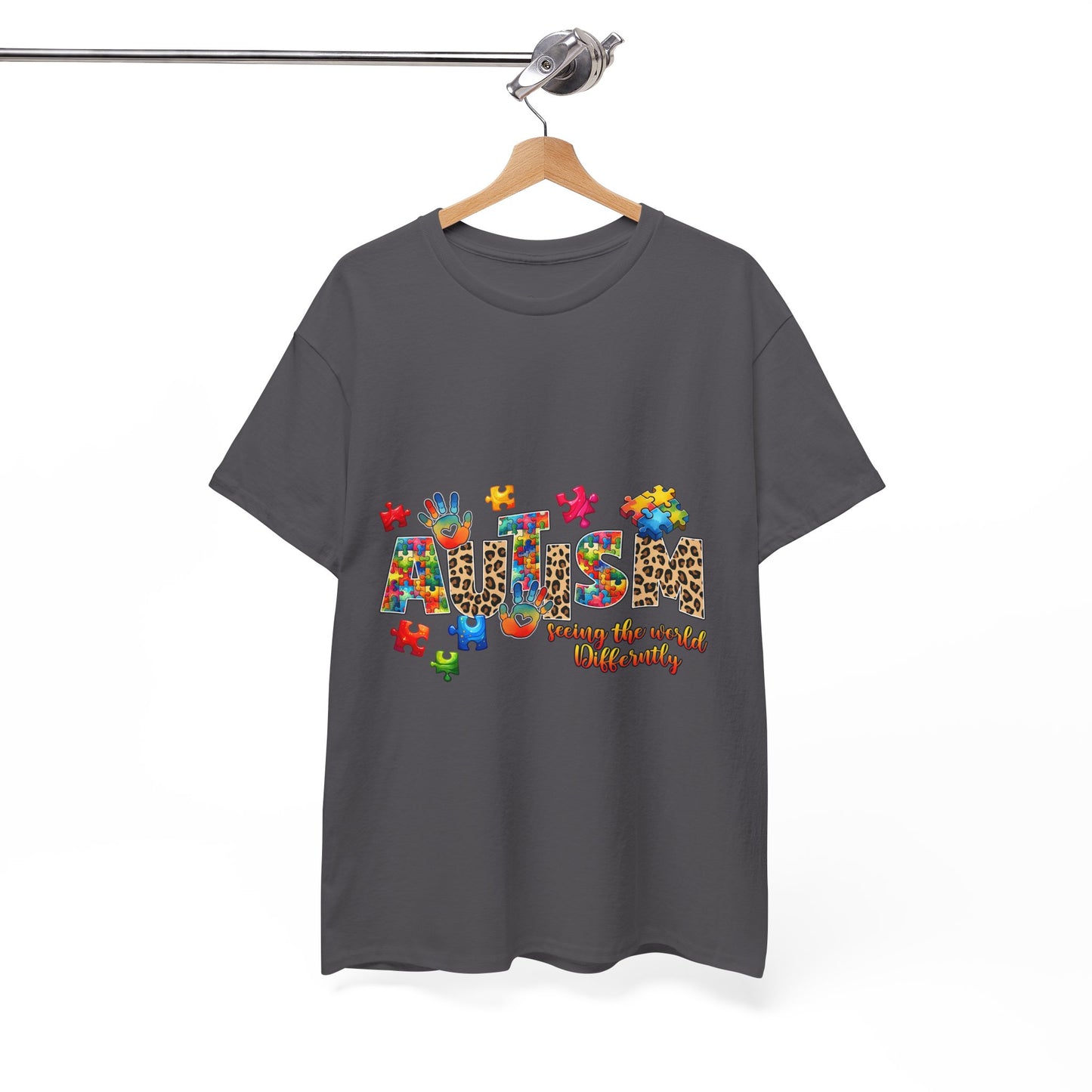 Autism Awareness T-Shirt — 'Autism: Sparking the World with Creativity' Puzzle Design