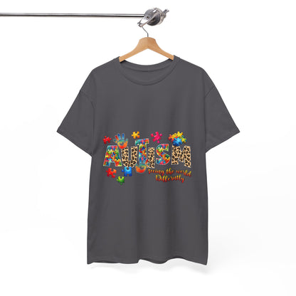 Autism Awareness T-Shirt — 'Autism: Sparking the World with Creativity' Puzzle Design
