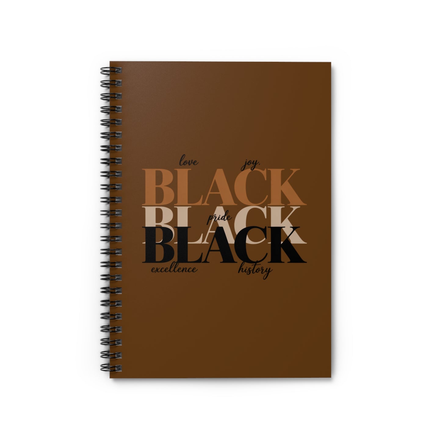 Black Pride Spiral Notebook – 'Black' Typography Ruled Journal