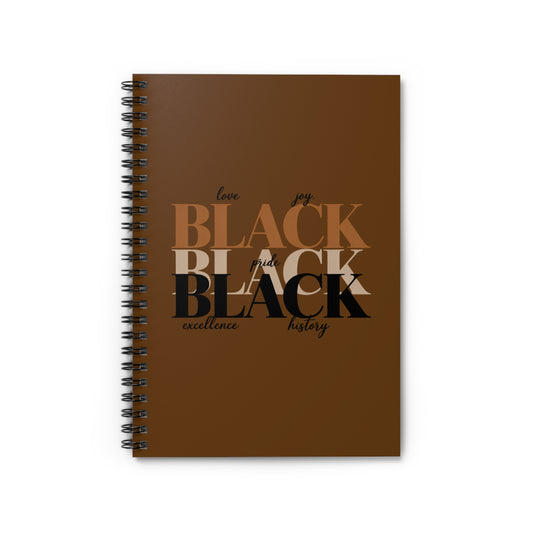 Black Pride Spiral Notebook – 'Black' Typography Ruled Journal