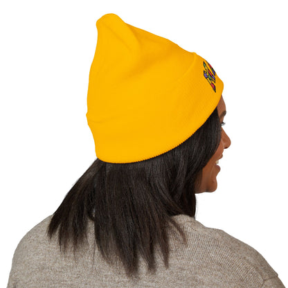 Mama Floral Embroidered Cuffed Beanie — Cozy Knit Mom Hat