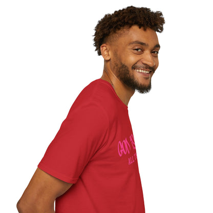 God Is Good All The Time T-Shirt — Faith-Based Christian Tee (Pink Script)