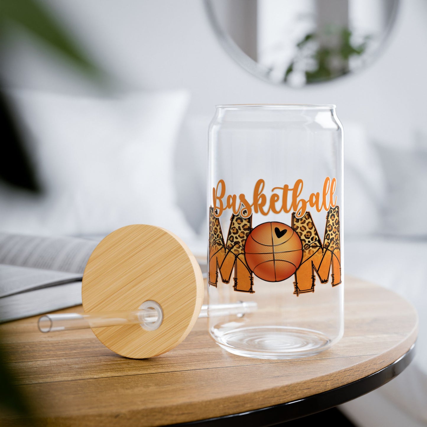 Basketball Mom 16oz Sipper Glass - Drink Tumbler with Straw