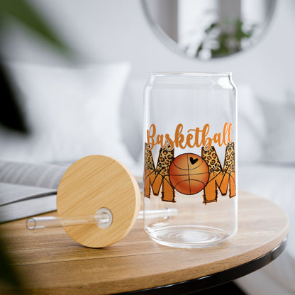 Basketball Mom 16oz Sipper Glass - Drink Tumbler with Straw