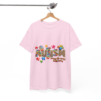 Autism Awareness T-Shirt — 'Autism: Sparking the World with Creativity' Puzzle Design