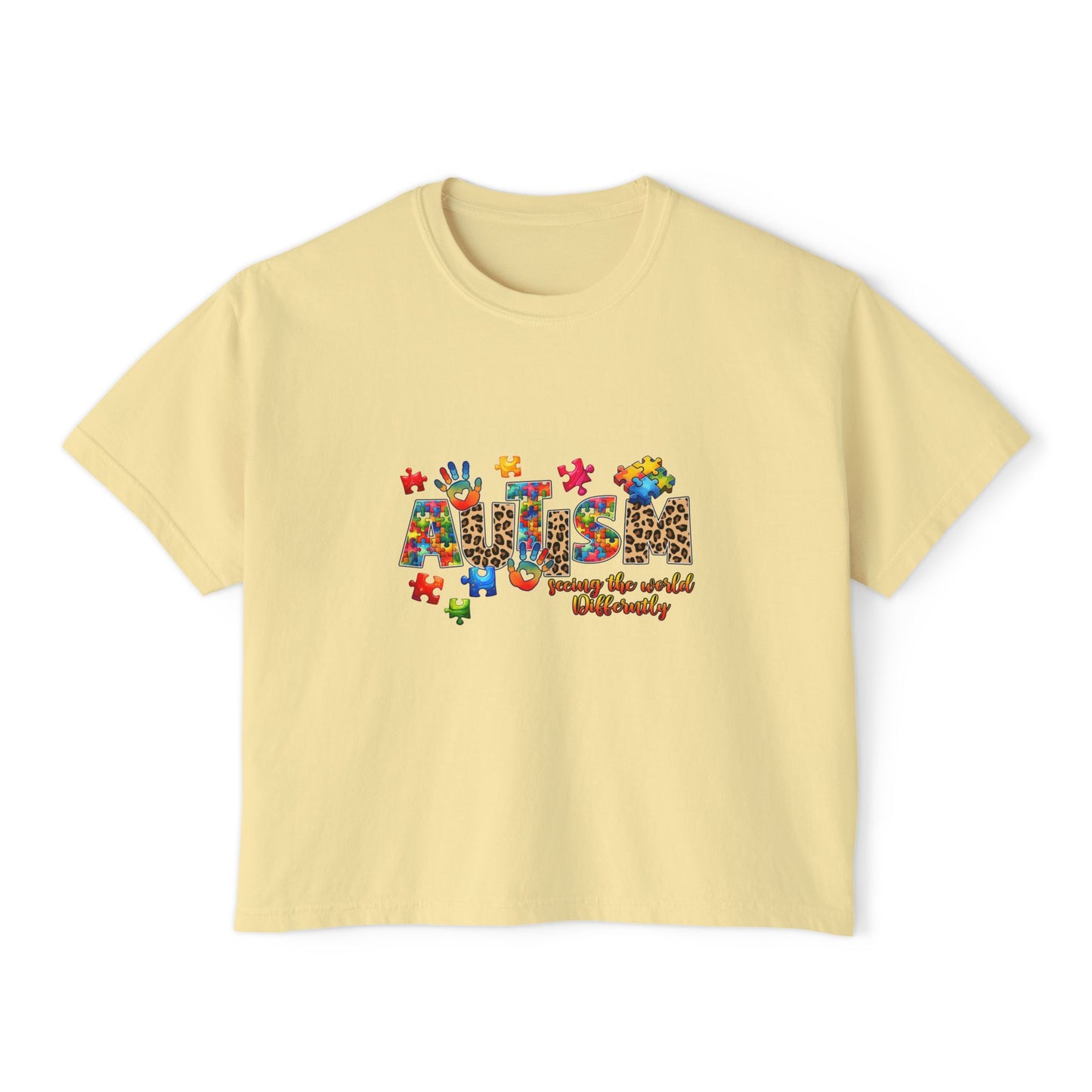 Autism Awareness Women's Boxy Tee — 'Autism: Accept the World Differently