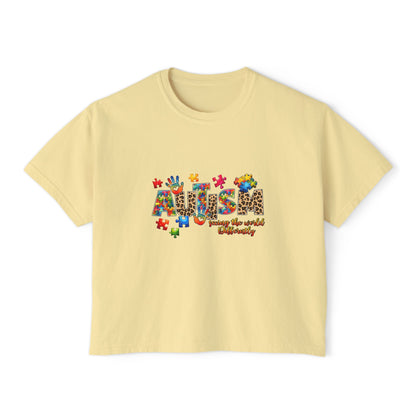 Autism Awareness Women's Boxy Tee — 'Autism: Accept the World Differently