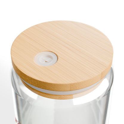 Love Vibes 16oz Sipper Glass - Heart Checkerboard Design, Reusable Straw Tumbler