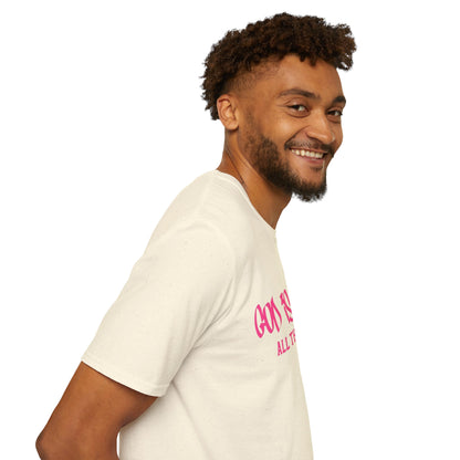 God Is Good All The Time T-Shirt — Faith-Based Christian Tee (Pink Script)
