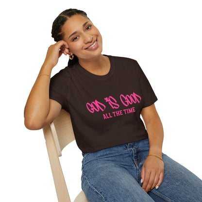 God Is Good All The Time T-Shirt — Faith-Based Christian Tee (Pink Script)