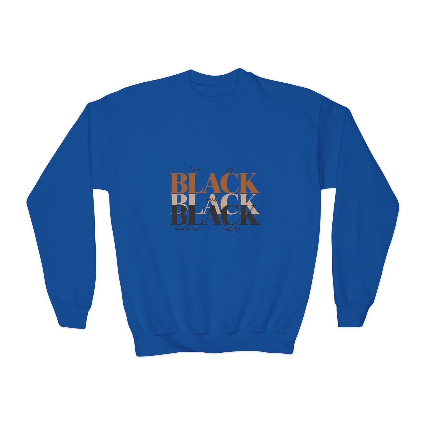 Youth Crewneck Sweatshirt – "Black Is Beautiful" Retro Typography Kids Pullover