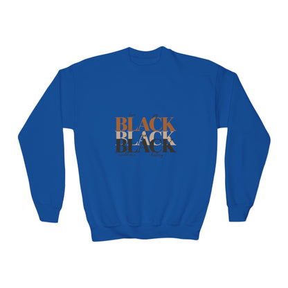 Youth Crewneck Sweatshirt – "Black Is Beautiful" Retro Typography Kids Pullover