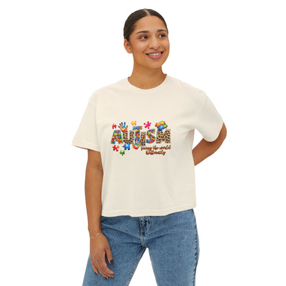 Autism Awareness Women's Boxy Tee — 'Autism: Accept the World Differently