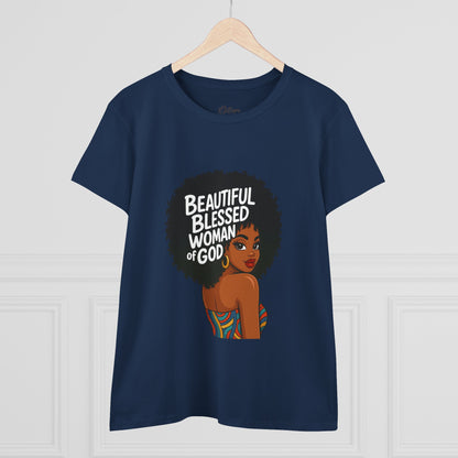 Beautiful Blessed Woman of God Tee — Women's Faith Graphic T-Shirt