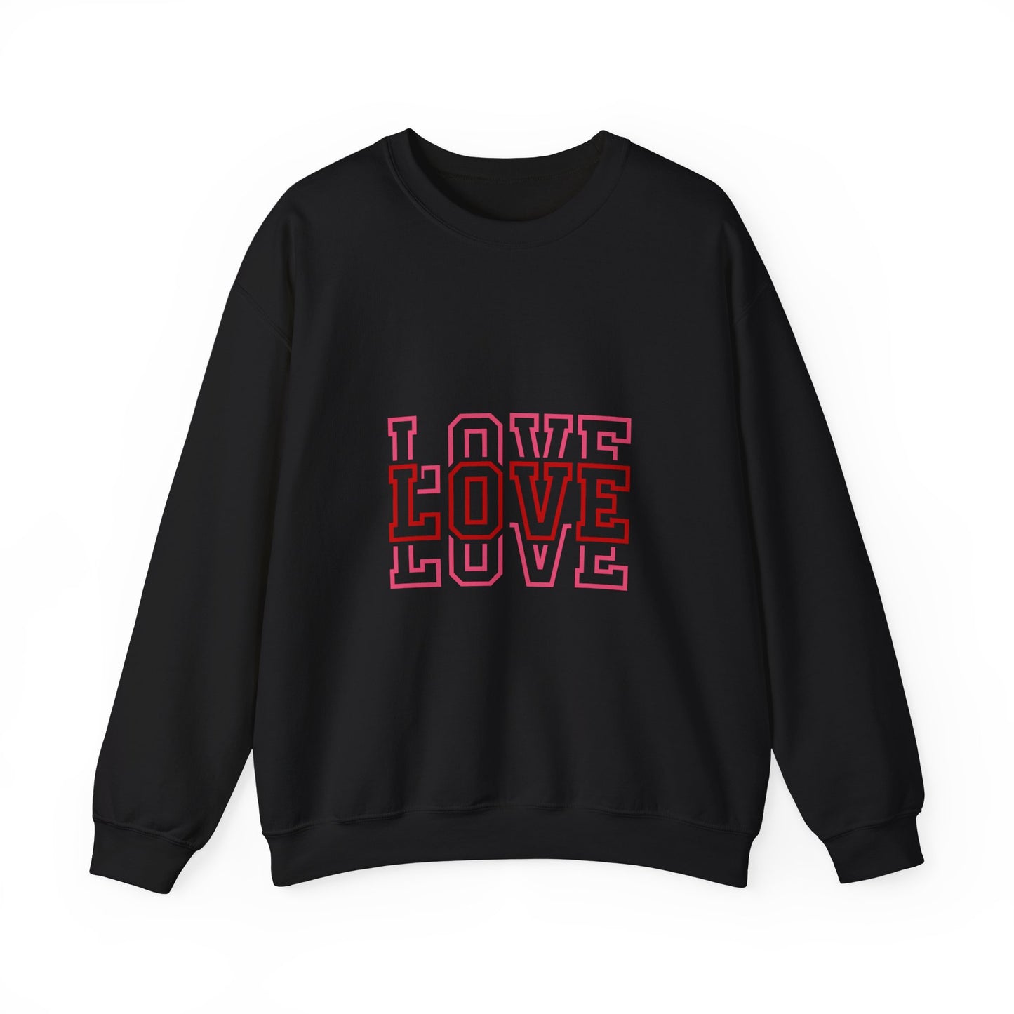 LOVE Retro Outline Crewneck Sweatshirt — Vintage Pink Layered Love Graphic