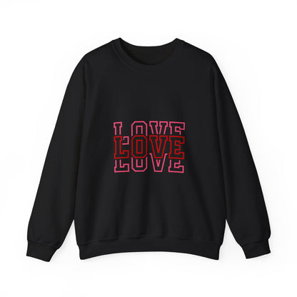LOVE Retro Outline Crewneck Sweatshirt — Vintage Pink Layered Love Graphic