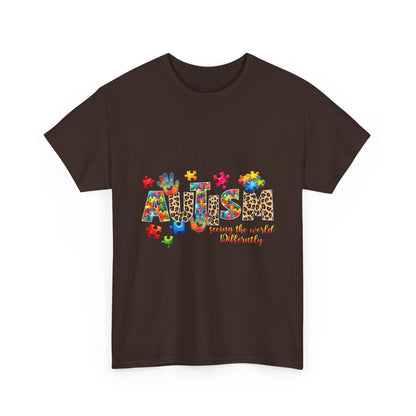 Autism Awareness T-Shirt — 'Autism: Sparking the World with Creativity' Puzzle Design