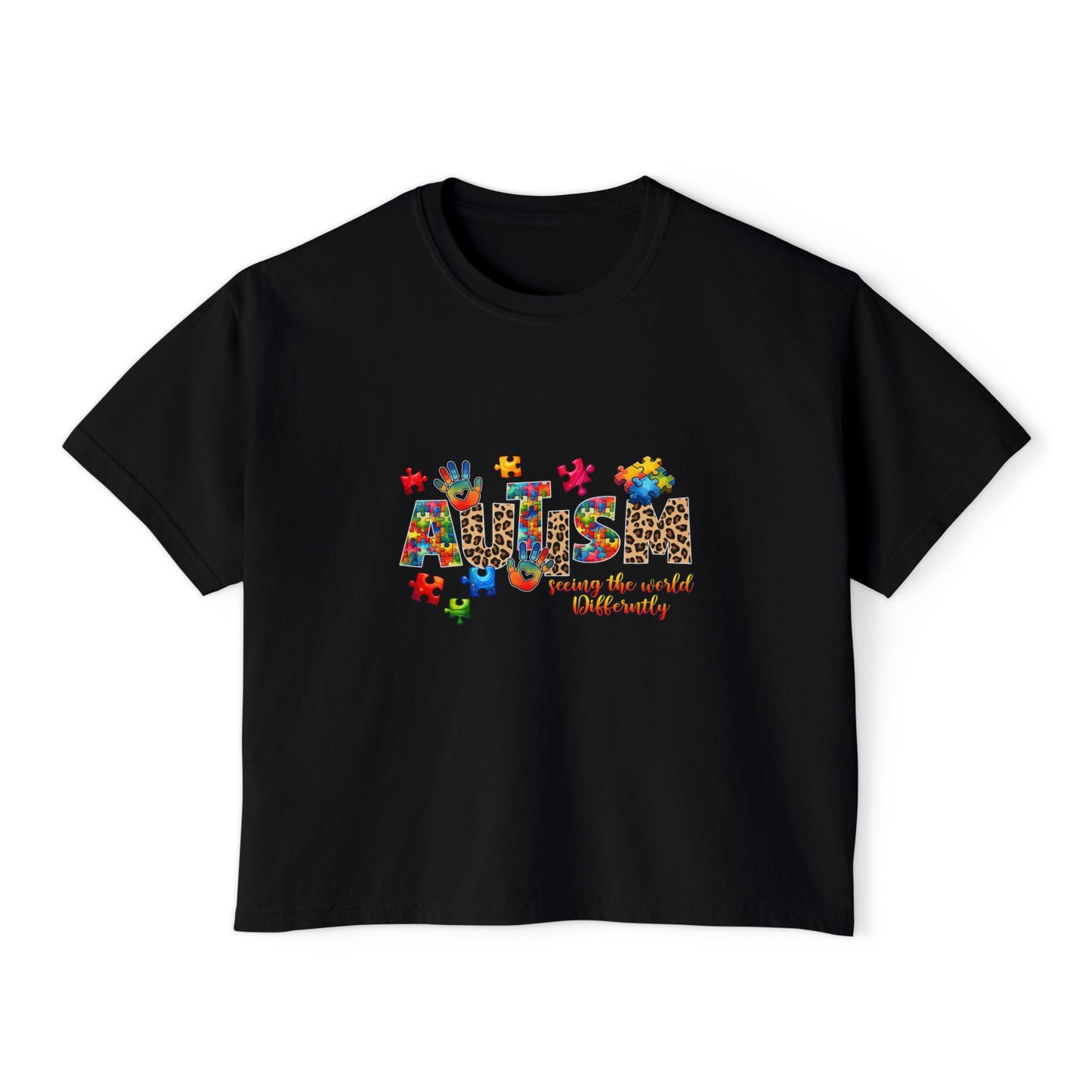 Autism Awareness Women's Boxy Tee — 'Autism: Accept the World Differently