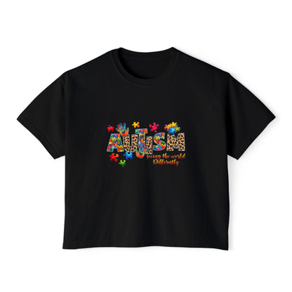 Autism Awareness Women's Boxy Tee — 'Autism: Accept the World Differently