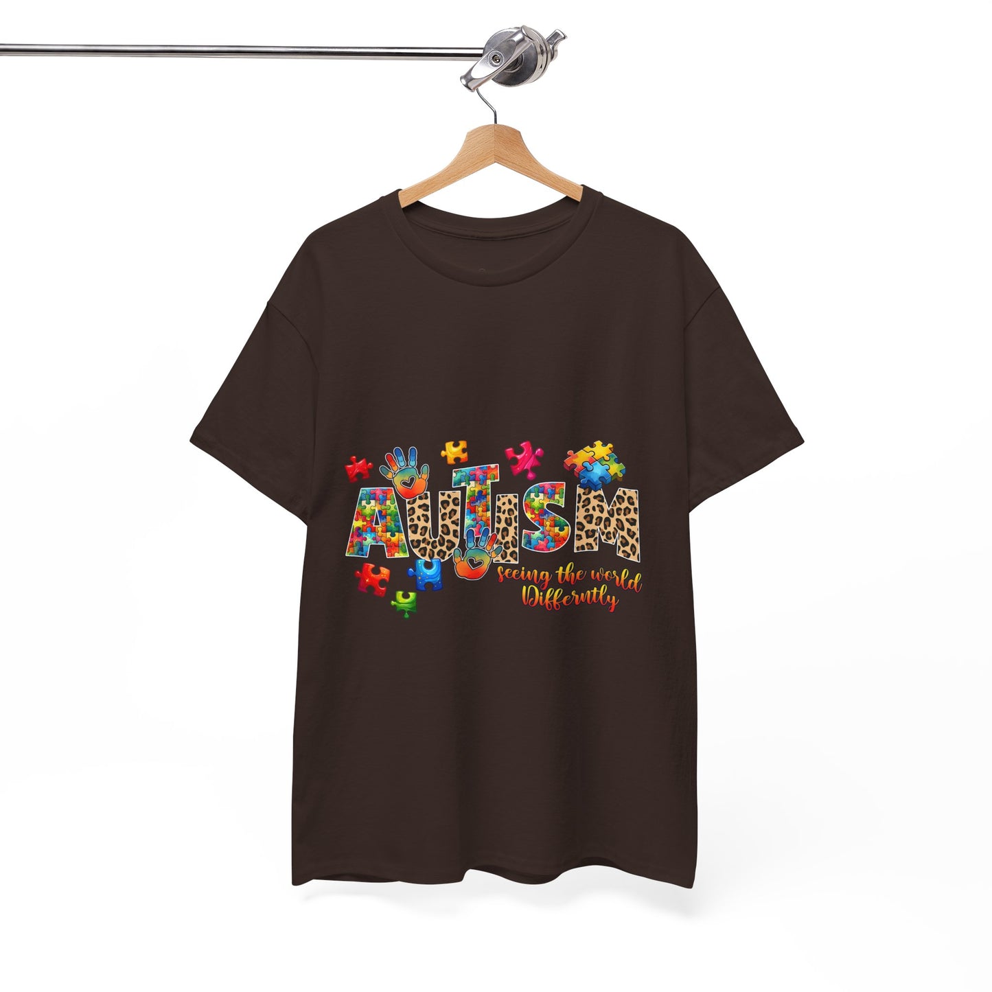 Autism Awareness T-Shirt — 'Autism: Sparking the World with Creativity' Puzzle Design
