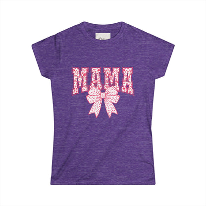 Mama Floral Bow Women's Tee — Pink Floral "MAMA" Graphic T-Shirt